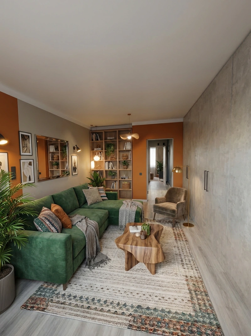 Дизайн гостиной в стиле Эклектика — фото интерьера от нейросети RoomGPT