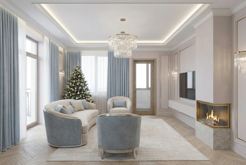 Дизайн интерьера в стиле Неоклассика — Гостиная от нейросети RoomGPT