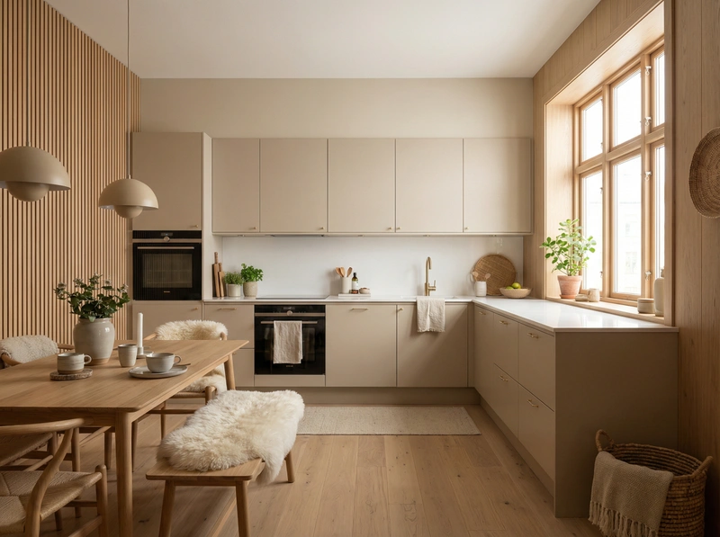 Дизайн интерьера в стиле Хюгге — Кухня от нейросети RoomGPT