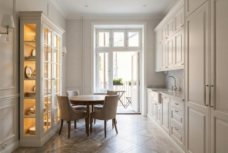 Дизайн кухни в стиле Классика — фото интерьера от нейросети RoomGPT