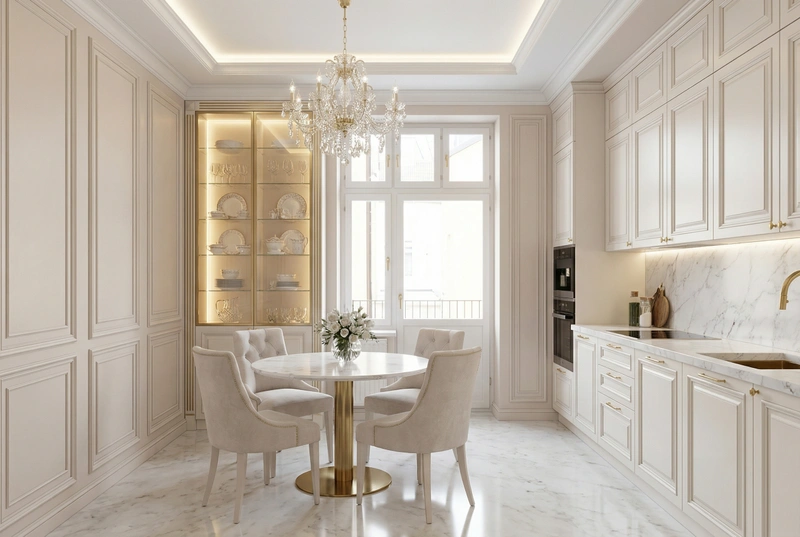 Дизайн кухни в стиле Неоклассика — фото интерьера от нейросети RoomGPT