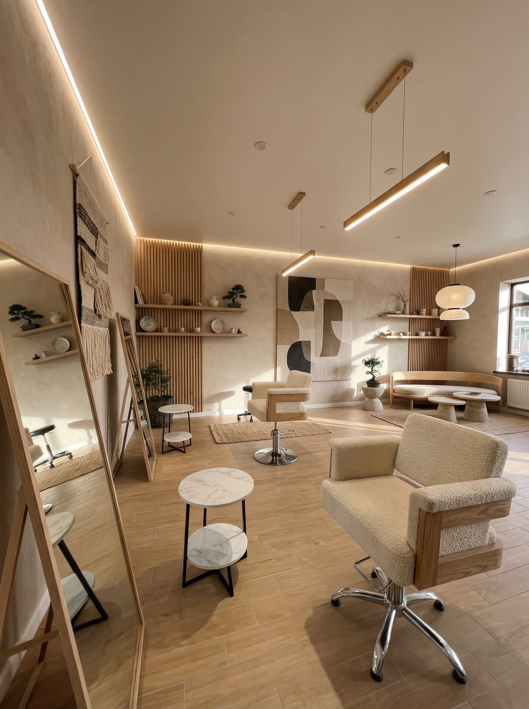 Дизайн гостиной в стиле Japandi — фото интерьера от нейросети RoomGPT