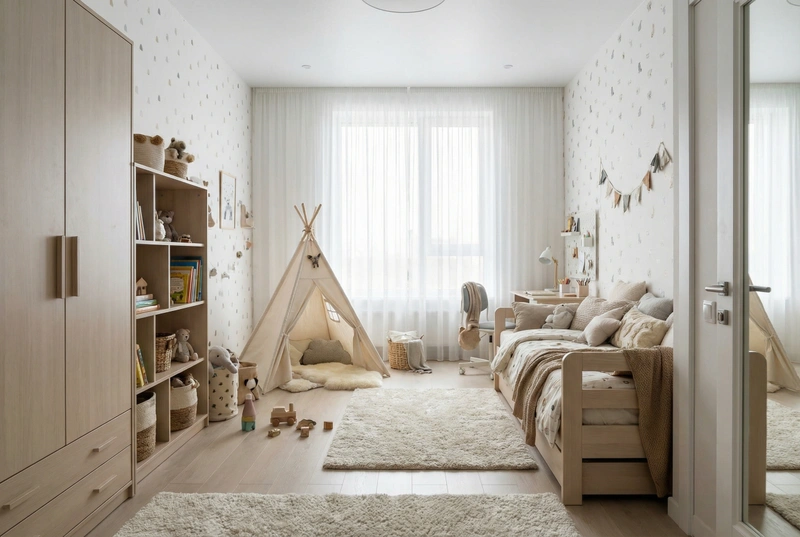 Дизайн интерьера в стиле Хюгге — Детская от нейросети RoomGPT