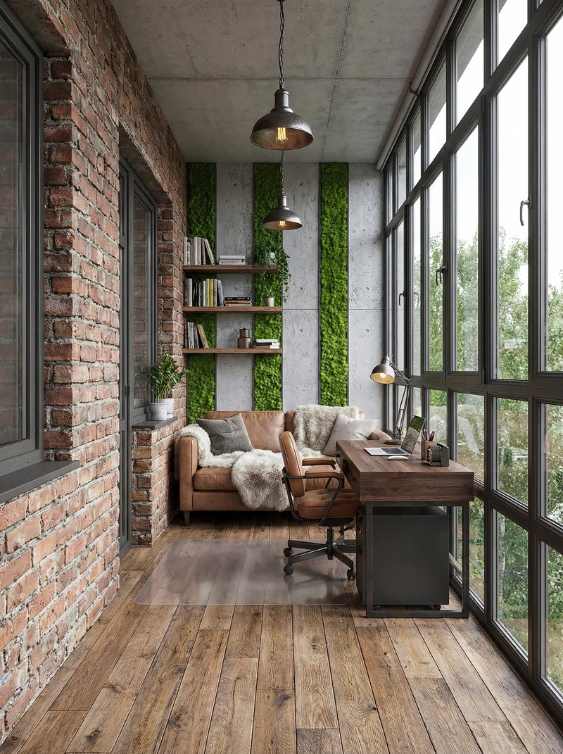 Дизайн интерьера в стиле Лофт — Кабинет от нейросети RoomGPT