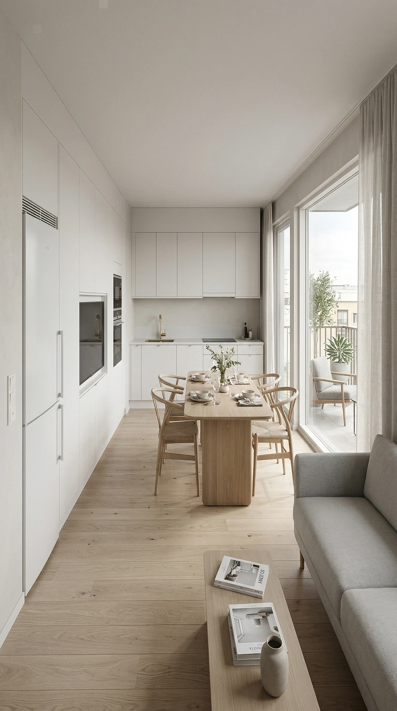 Дизайн кухни в стиле Сканди — фото интерьера от нейросети RoomGPT