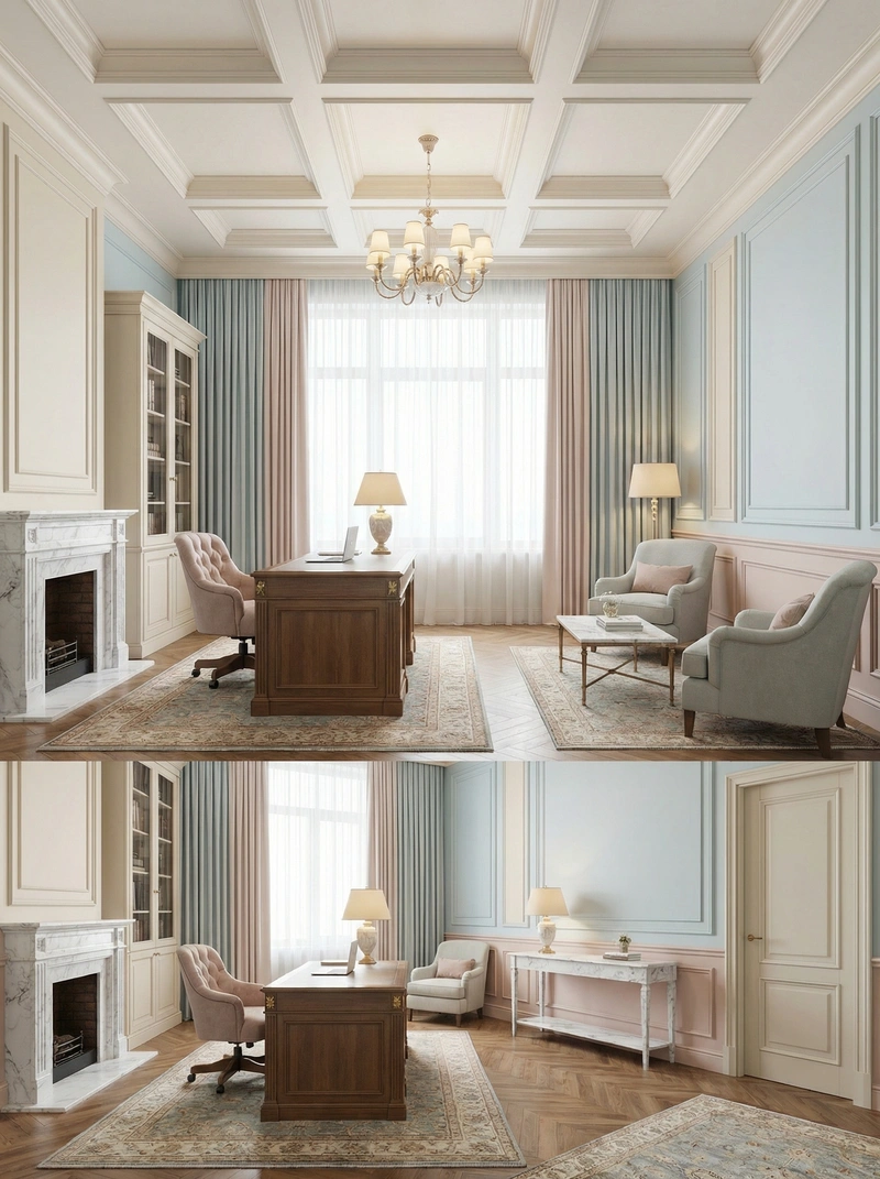 Дизайн интерьера в стиле Классика — Кабинет от нейросети RoomGPT