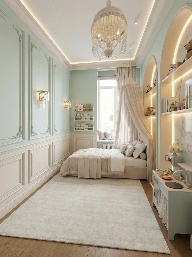 Дизайн детской в стиле Классика — фото интерьера от нейросети RoomGPT