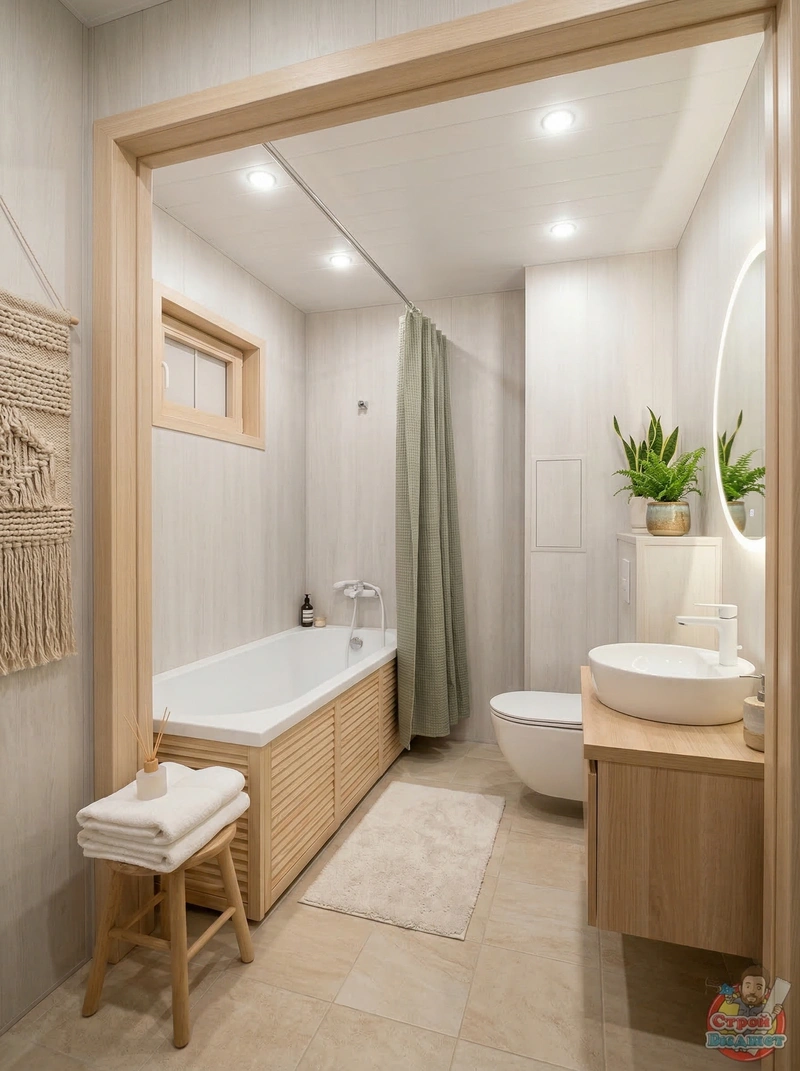 Дизайн ванной в стиле Хюгге — фото интерьера от нейросети RoomGPT