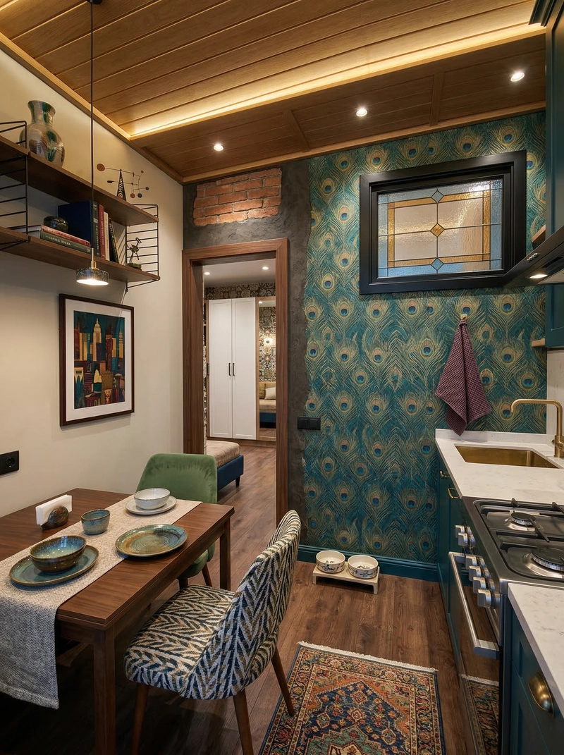 Дизайн кухни в стиле Эклектика — фото интерьера от нейросети RoomGPT