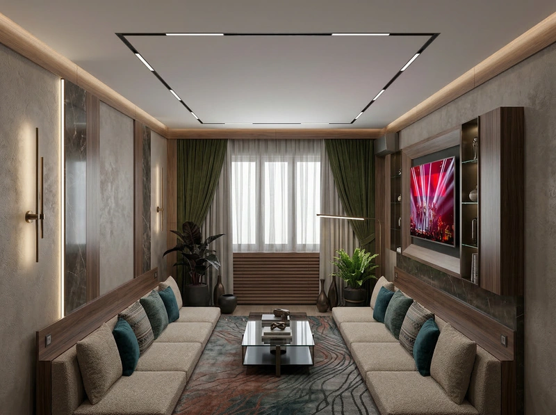 Дизайн гостиной в стиле Контемпорари — фото интерьера от нейросети RoomGPT