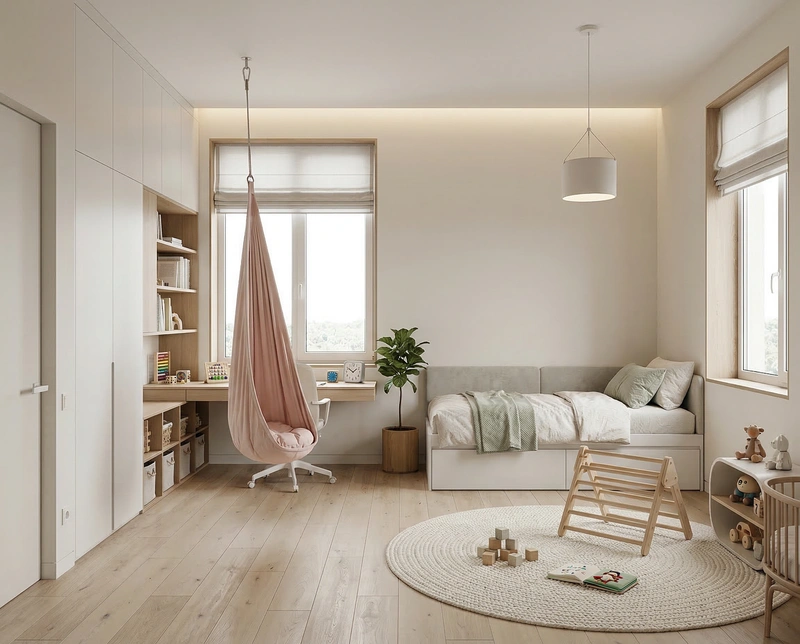Дизайн детской в стиле Минимализм — фото интерьера от нейросети RoomGPT
