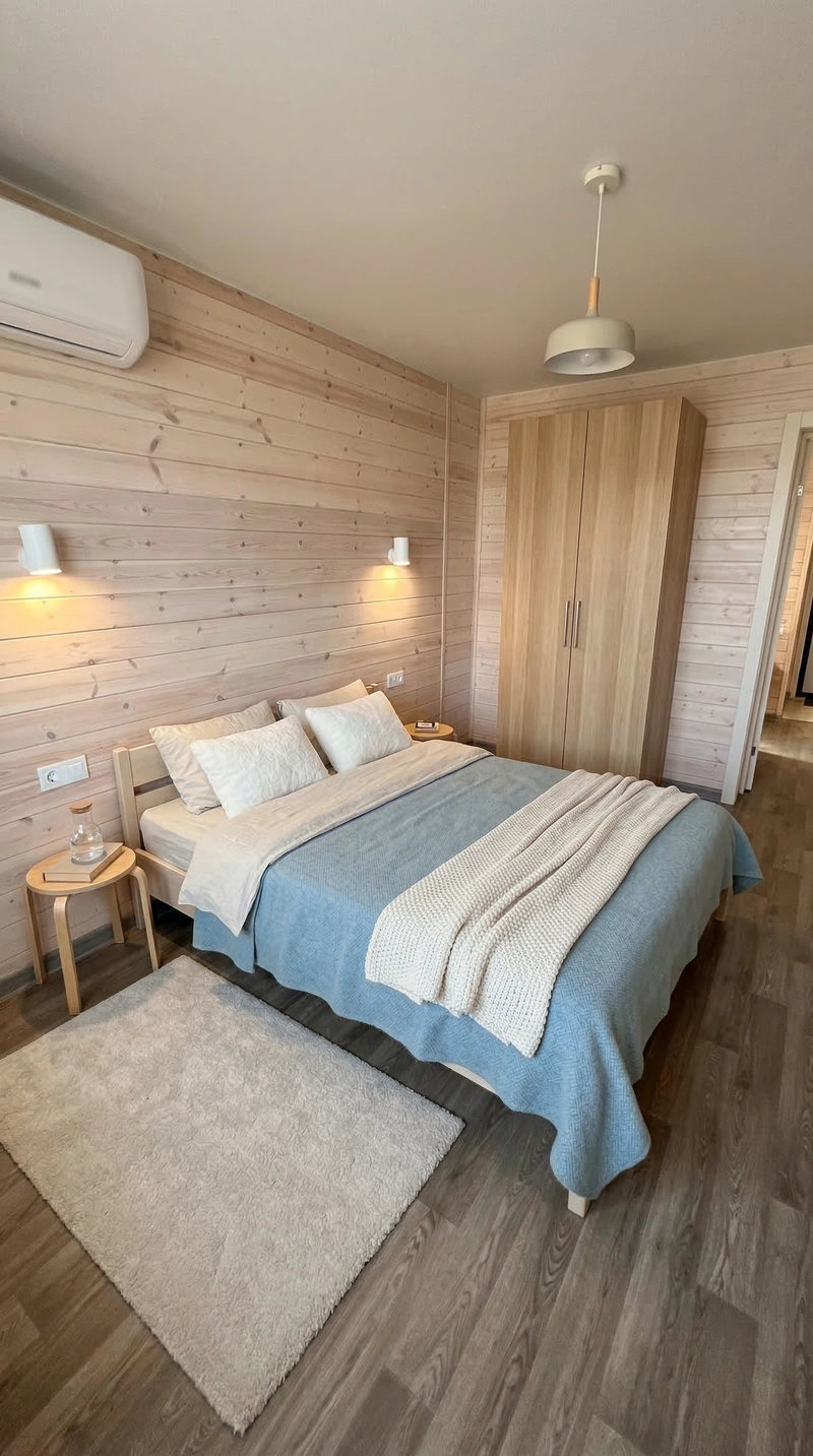 Дизайн спальни в стиле Хюгге — фото интерьера от нейросети RoomGPT