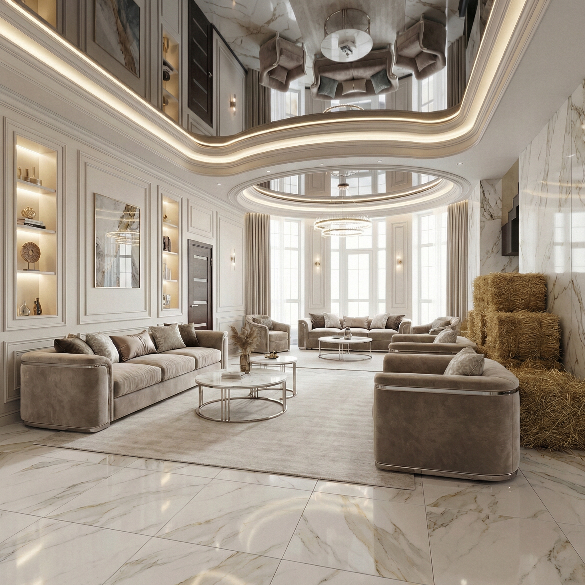 Дизайн гостиной в стиле Классика — фото интерьера от нейросети RoomGPT