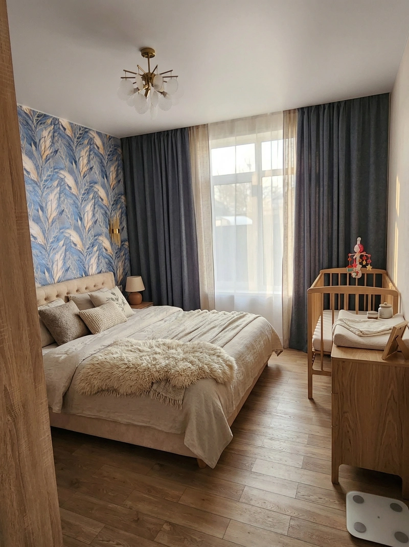 Дизайн спальни в стиле Хюгге — фото интерьера от нейросети RoomGPT