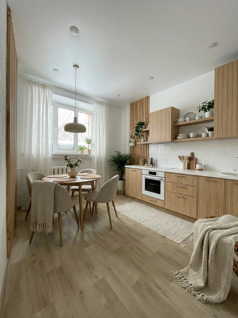 Дизайн интерьера в стиле Хюгге — Кухня от нейросети RoomGPT