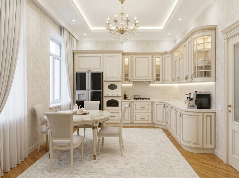 Дизайн кухни в стиле Неоклассика — фото интерьера от нейросети RoomGPT