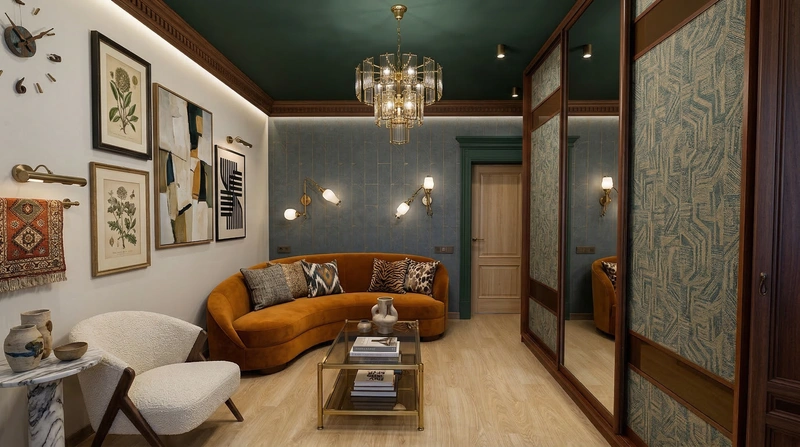 Дизайн гостиной в стиле Эклектика — фото интерьера от нейросети RoomGPT