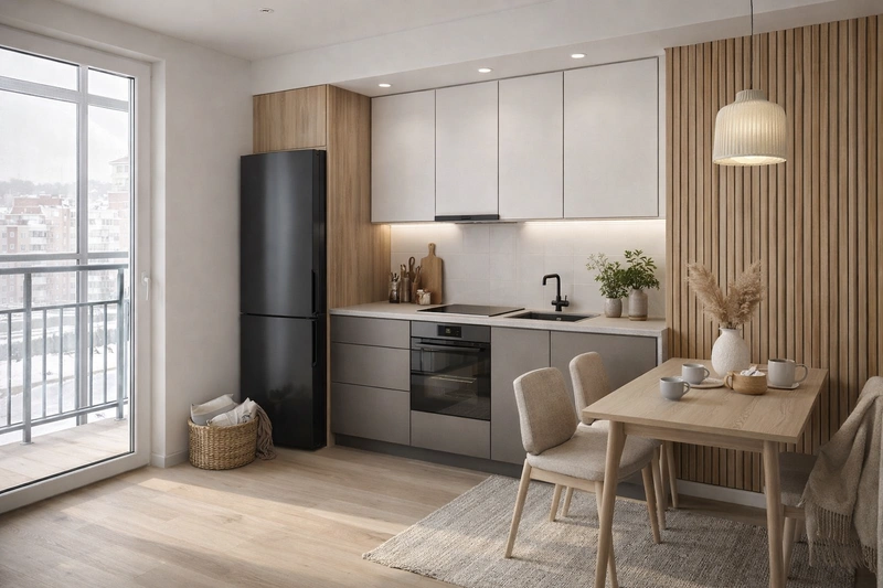 Дизайн интерьера в стиле Хюгге — Кухня от нейросети RoomGPT