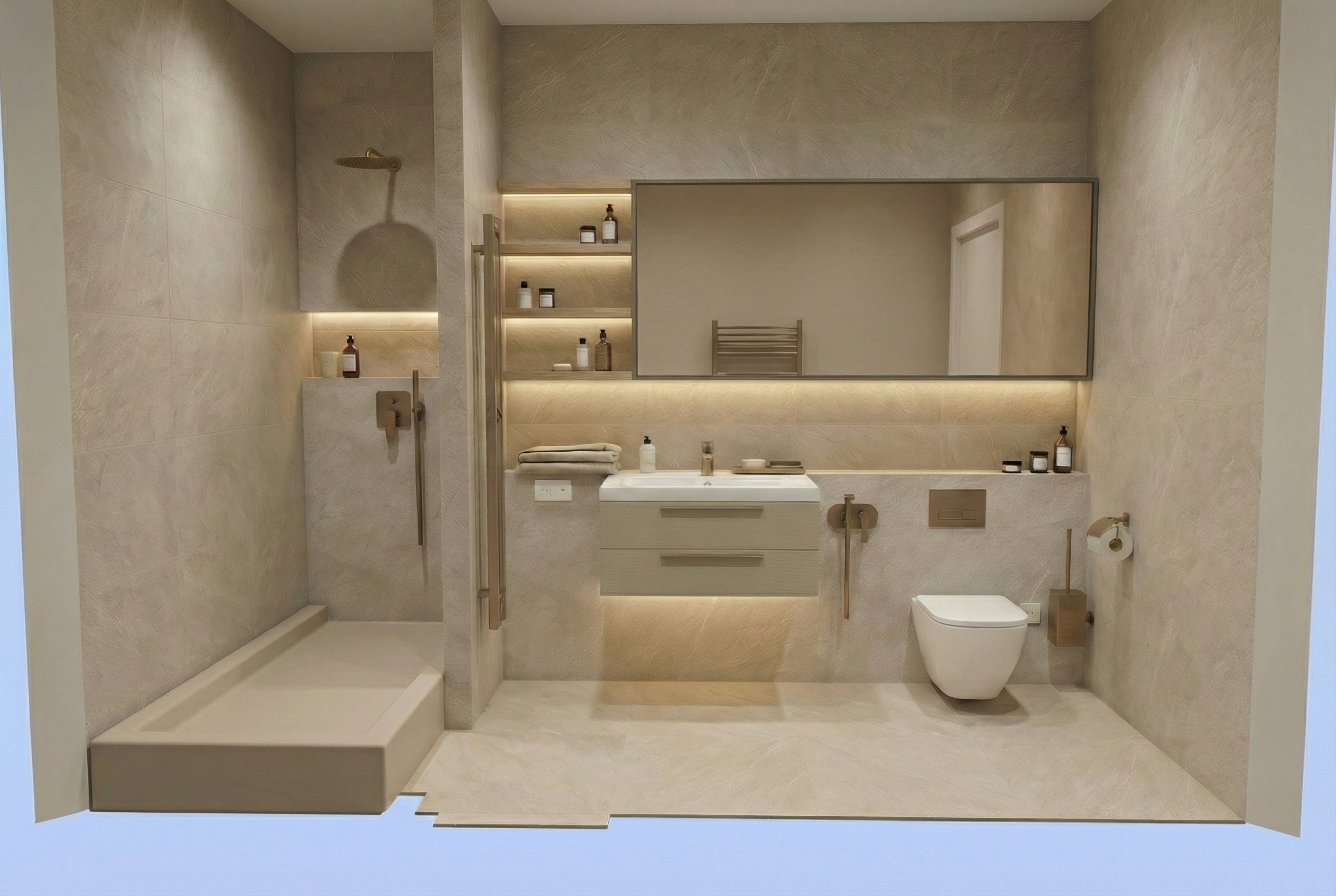 Дизайн ванной в стиле Минимализм — фото интерьера от нейросети RoomGPT