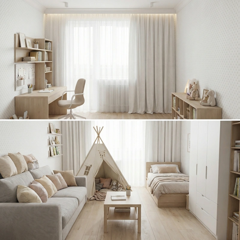 Дизайн интерьера в стиле Хюгге — Детская от нейросети RoomGPT