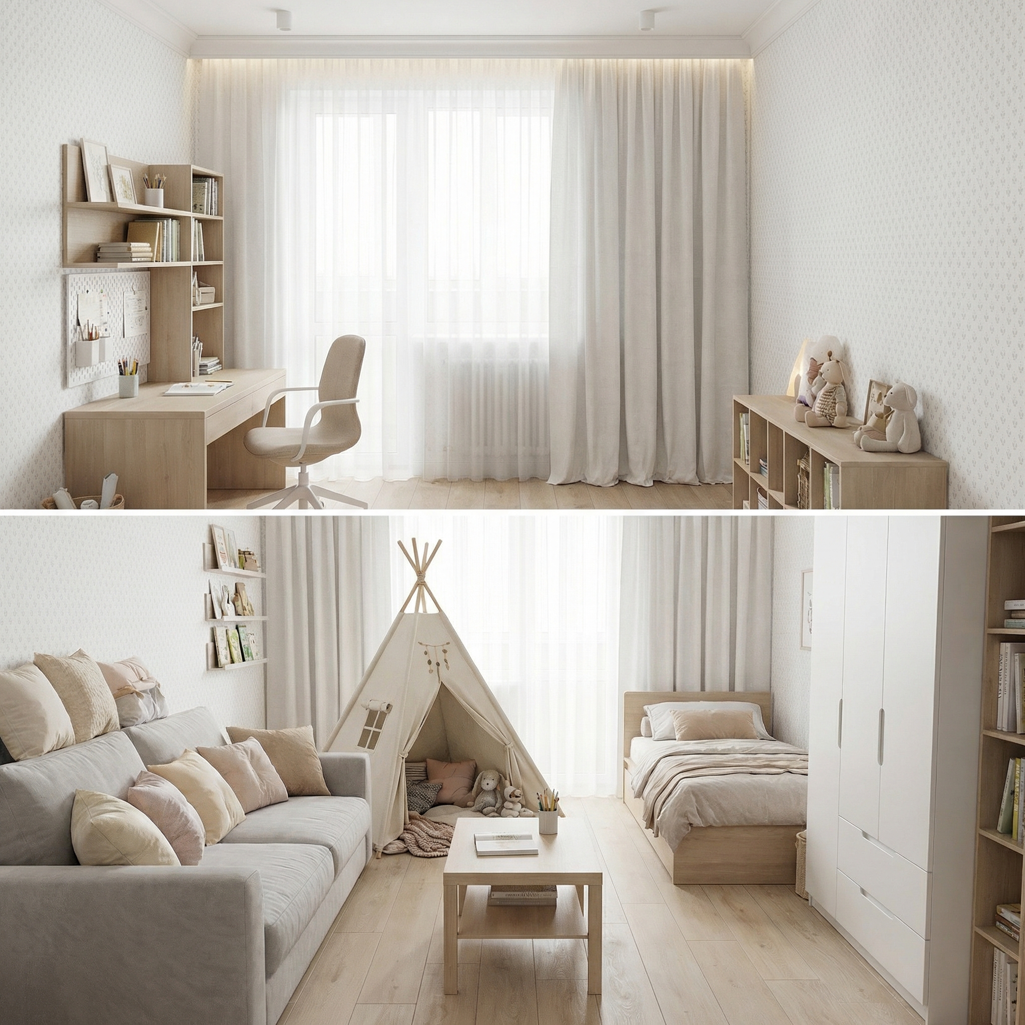 Дизайн детской в стиле Хюгге — фото интерьера от нейросети RoomGPT