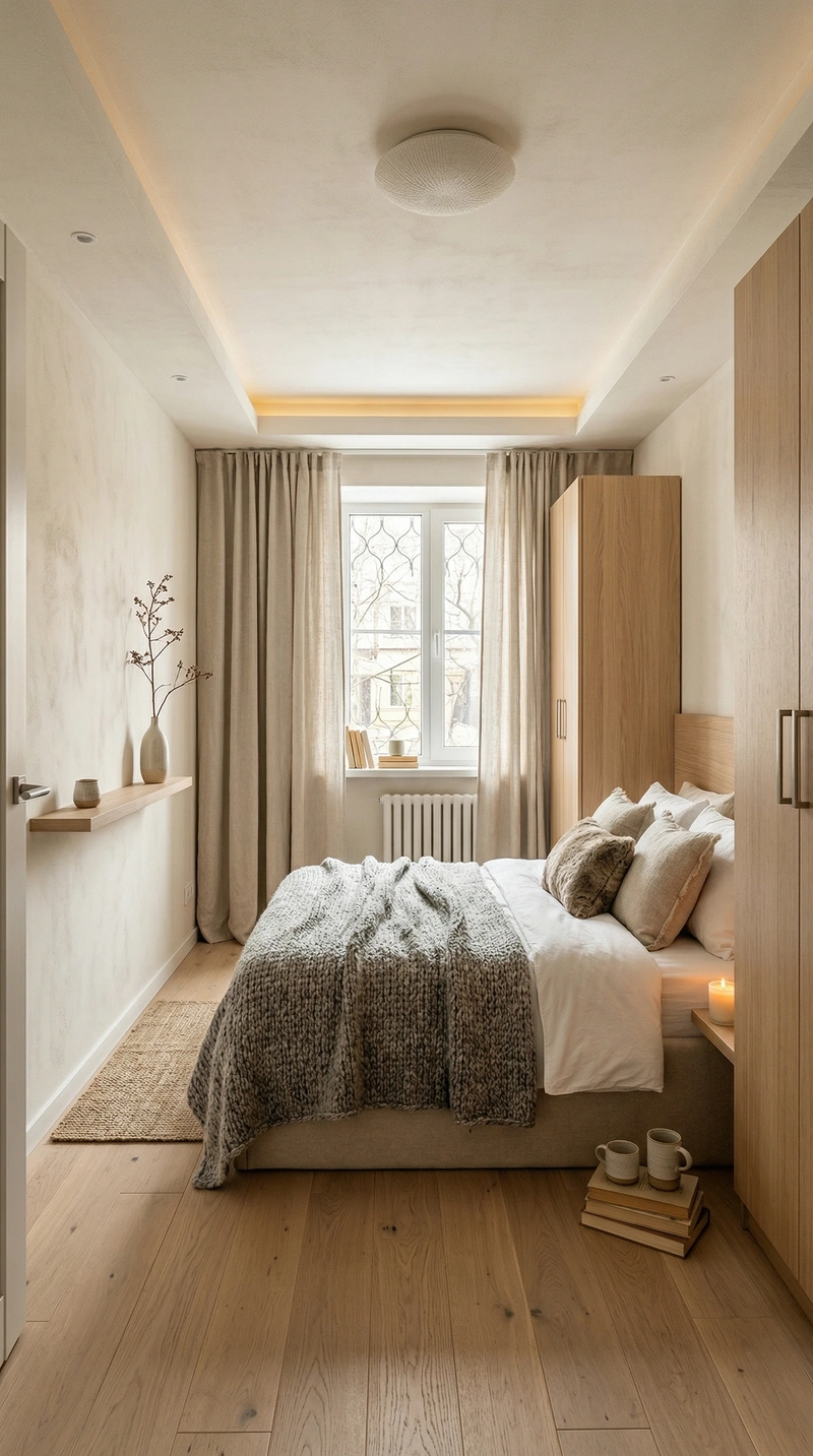 Дизайн спальни в стиле Хюгге — фото интерьера от нейросети RoomGPT