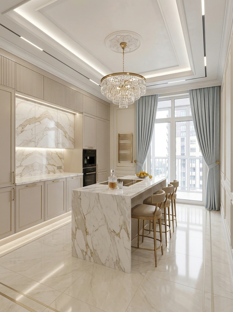 Дизайн кухни в стиле Неоклассика — фото интерьера от нейросети RoomGPT