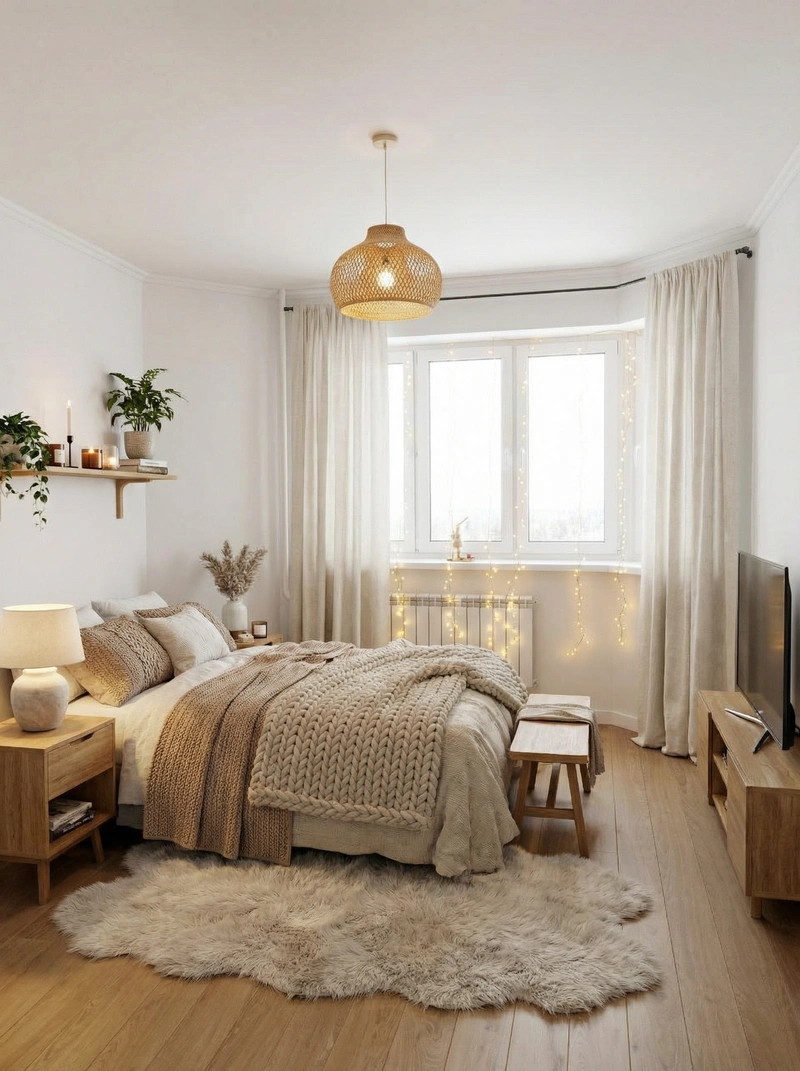 Дизайн интерьера в стиле Хюгге — Спальня от нейросети RoomGPT