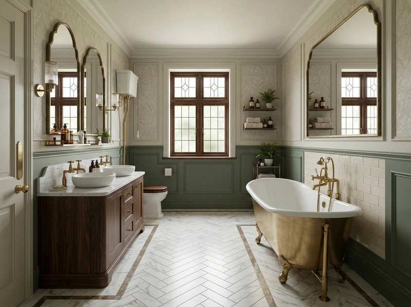 Дизайн ванной в стиле Классика — фото интерьера от нейросети RoomGPT