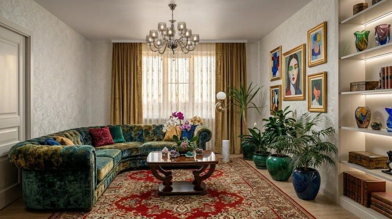 Дизайн гостиной в стиле Классика — фото интерьера от нейросети RoomGPT