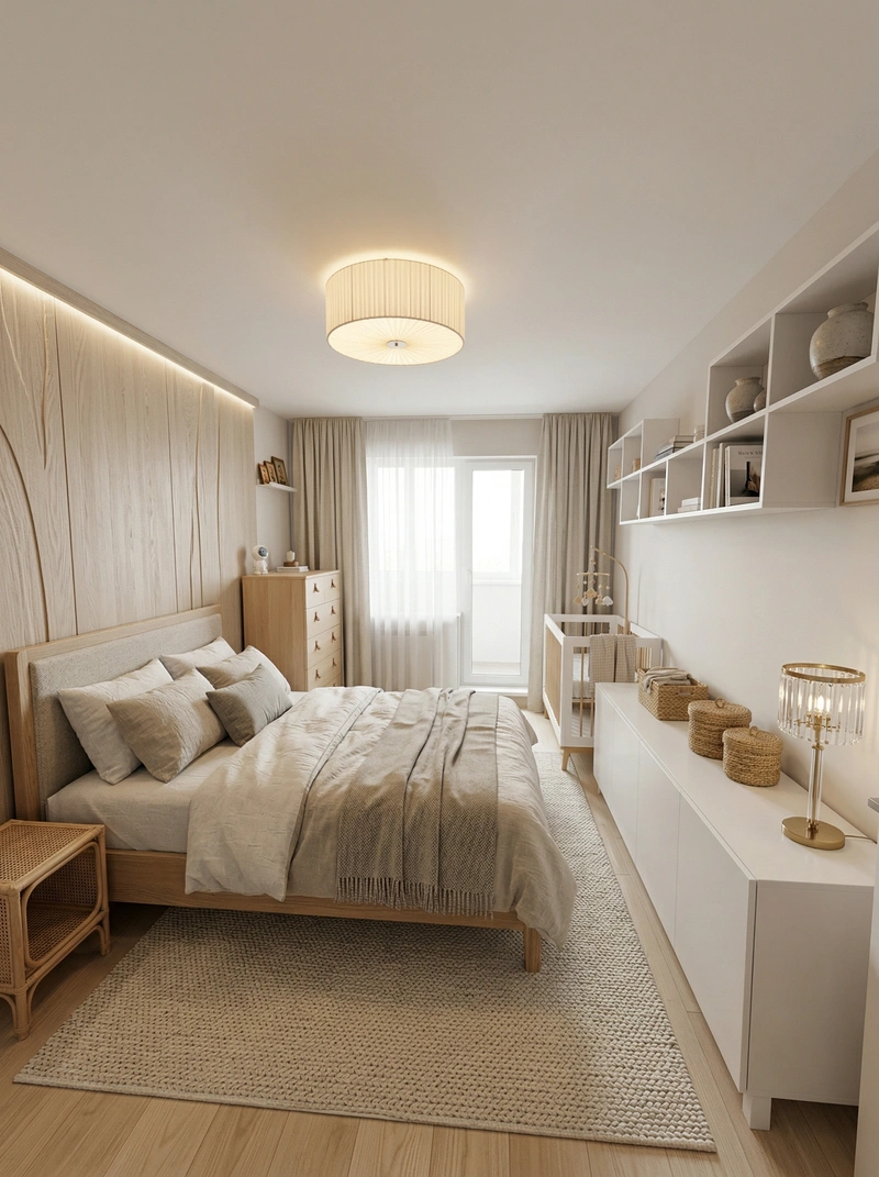 Дизайн спальни в стиле Хюгге — фото интерьера от нейросети RoomGPT