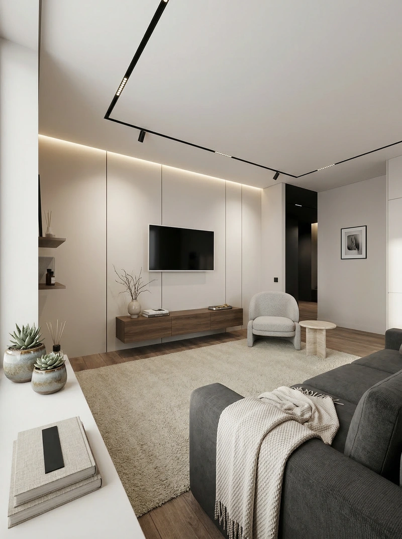 Дизайн интерьера в стиле Минимализм — Гостиная от нейросети RoomGPT