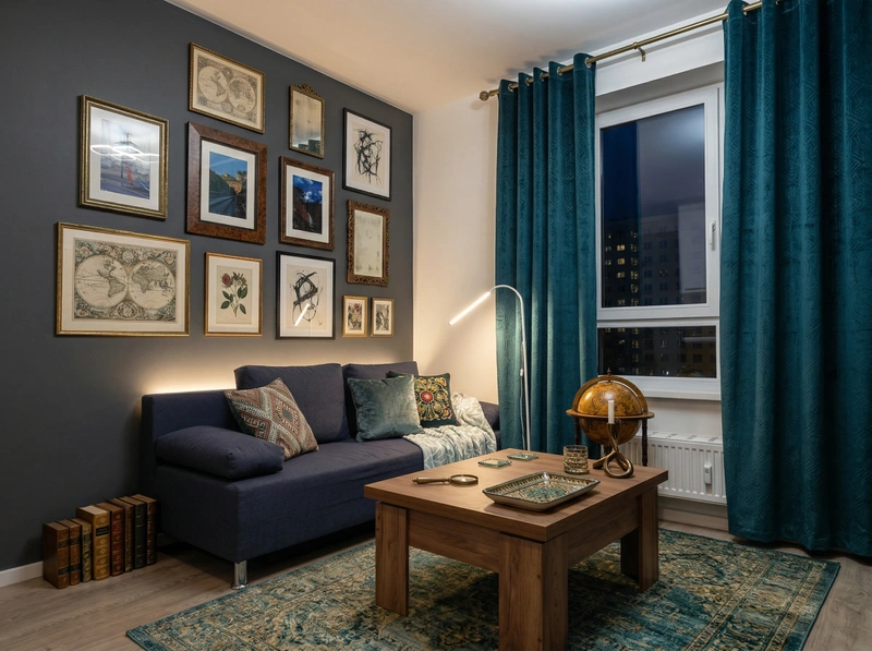 Дизайн гостиной в стиле Эклектика — фото интерьера от нейросети RoomGPT