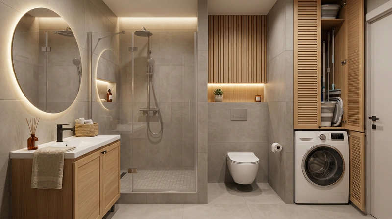 Дизайн ванной в стиле Хюгге — фото интерьера от нейросети RoomGPT