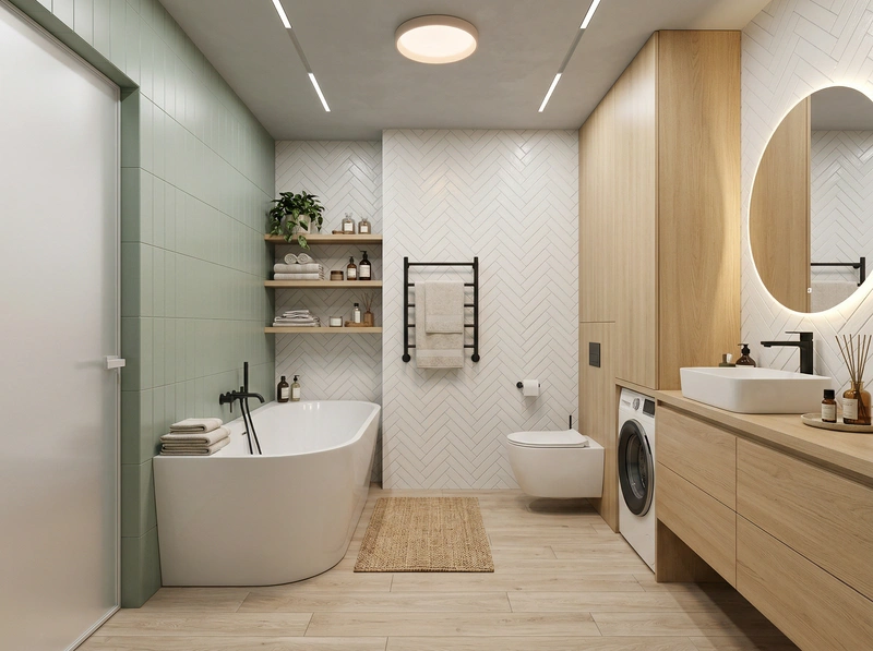 Дизайн интерьера в стиле Сканди — Ванная от нейросети RoomGPT