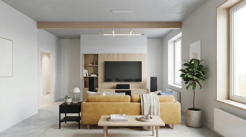 Дизайн гостиной в стиле Сканди — фото интерьера от нейросети RoomGPT