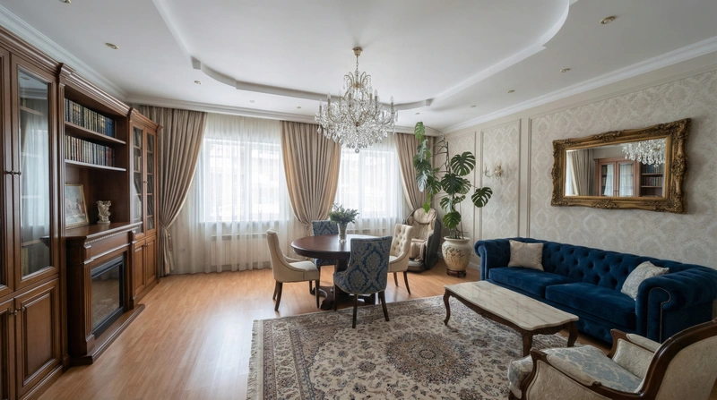 Дизайн интерьера в стиле Классика — Гостиная от нейросети RoomGPT