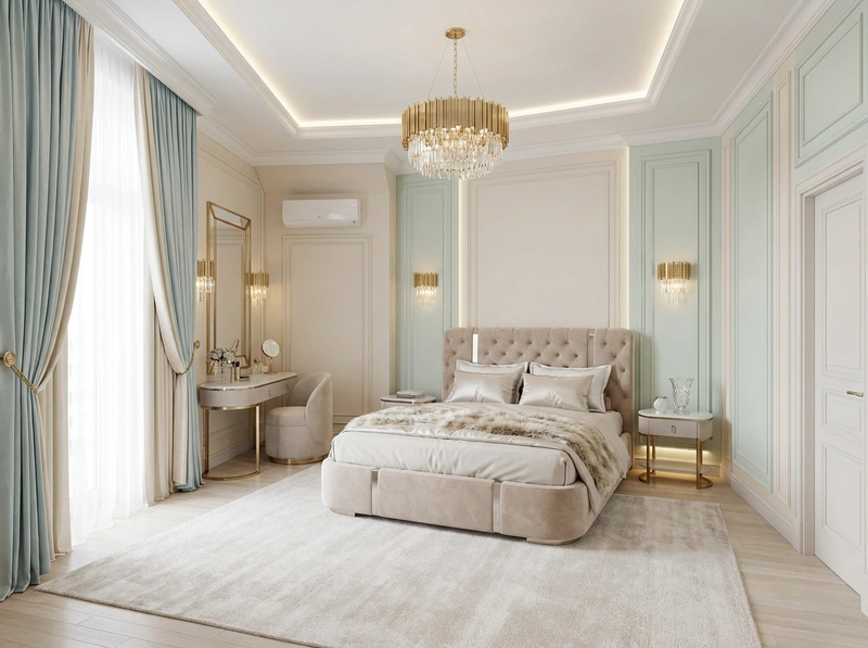Дизайн интерьера в стиле Неоклассика — Спальня от нейросети RoomGPT