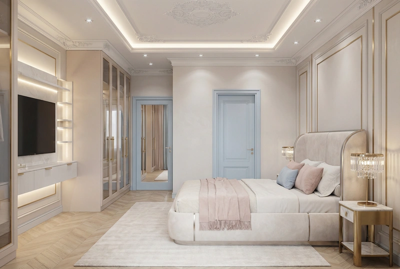 Дизайн интерьера в стиле Неоклассика — Спальня от нейросети RoomGPT