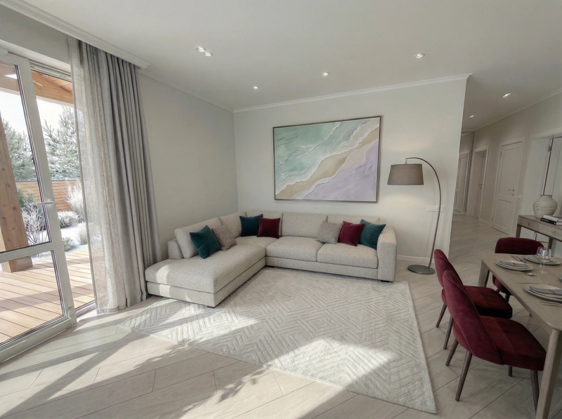 Дизайн гостиной в стиле Контемпорари — фото интерьера от нейросети RoomGPT