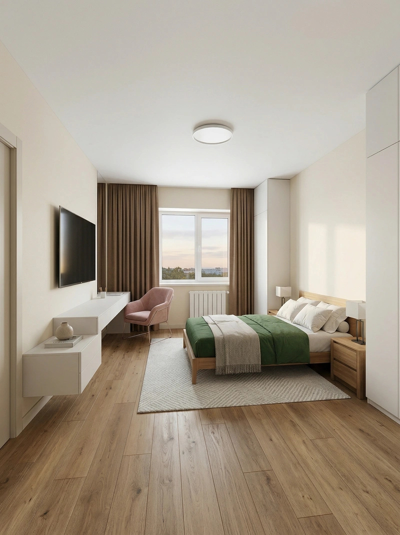 Дизайн спальни в стиле Минимализм — фото интерьера от нейросети RoomGPT