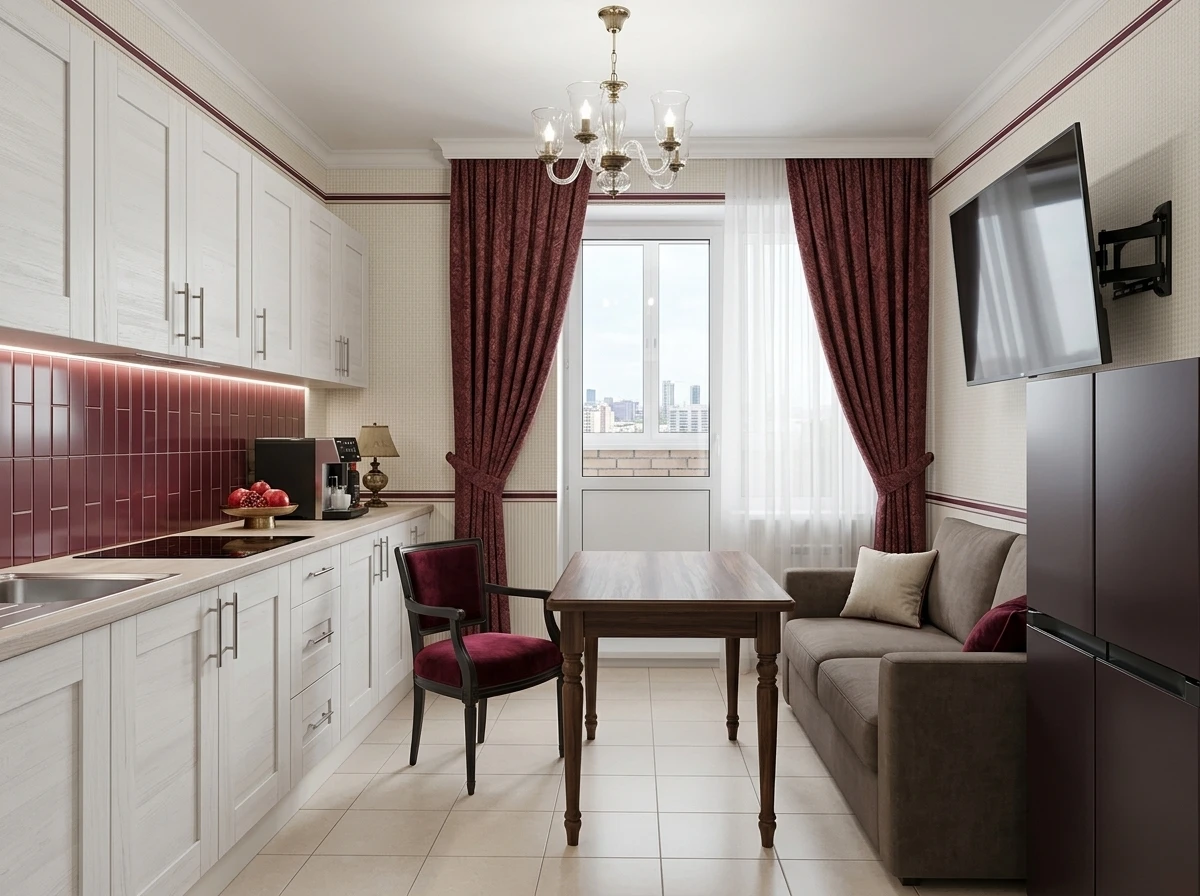 Дизайн кухни в стиле Классика — фото интерьера от нейросети RoomGPT