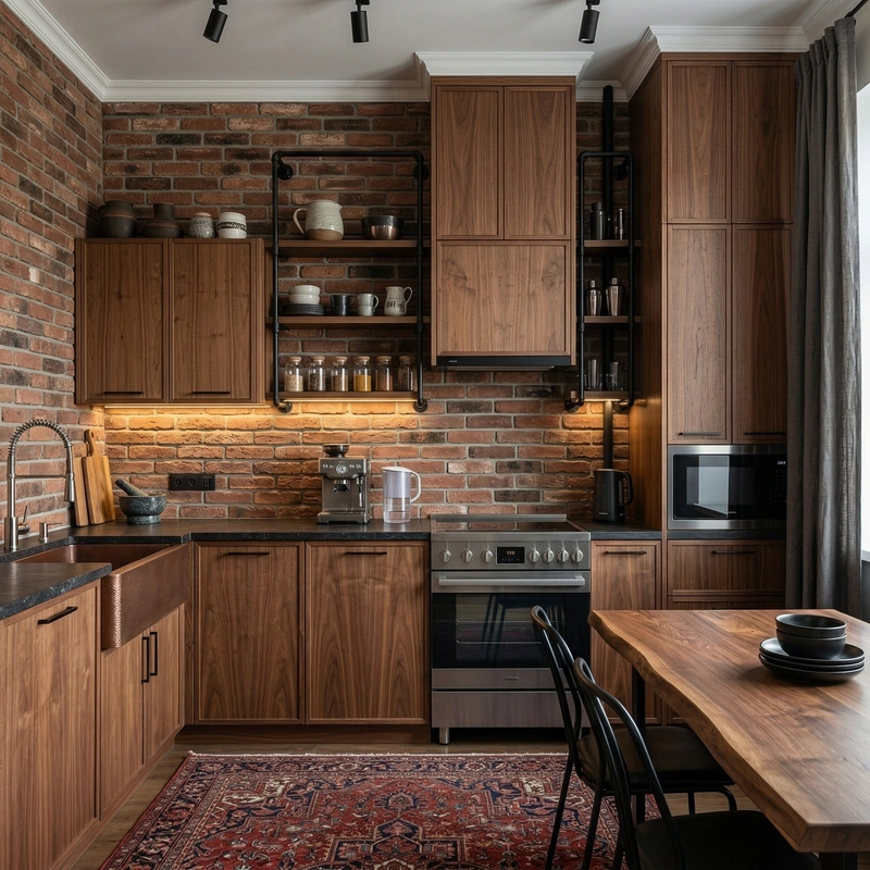 Дизайн кухни в стиле Лофт — фото интерьера от нейросети RoomGPT