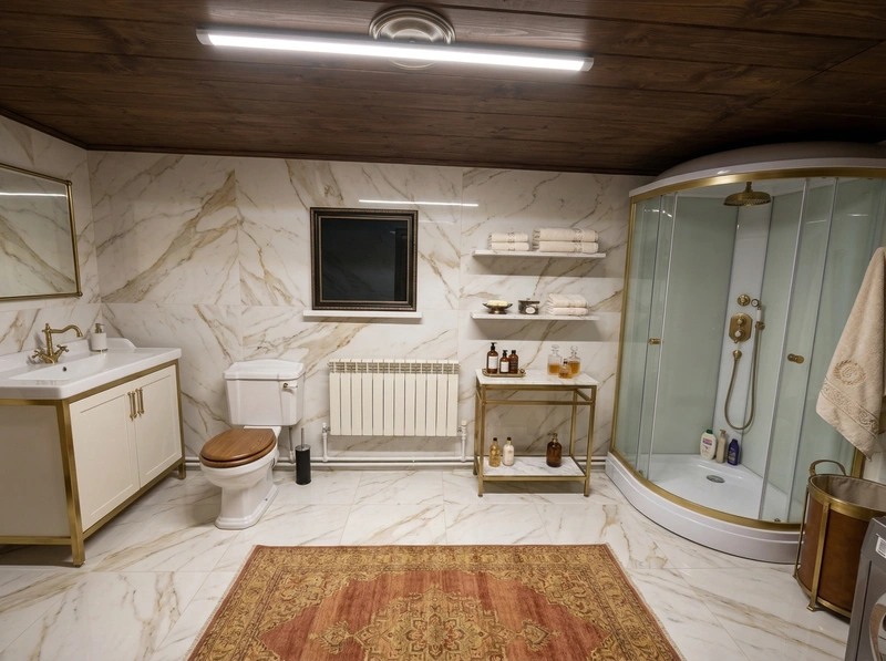 Дизайн ванной в стиле Классика — фото интерьера от нейросети RoomGPT