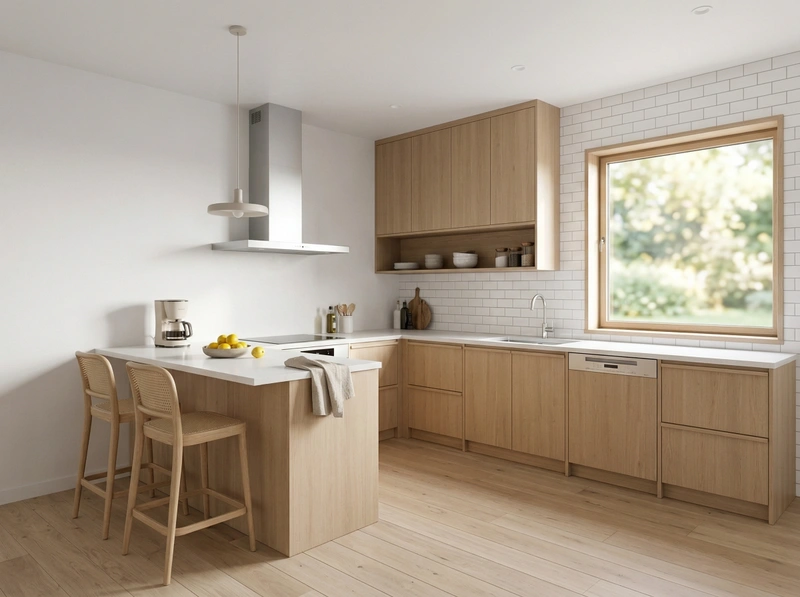 Дизайн кухни в стиле Сканди — фото интерьера от нейросети RoomGPT