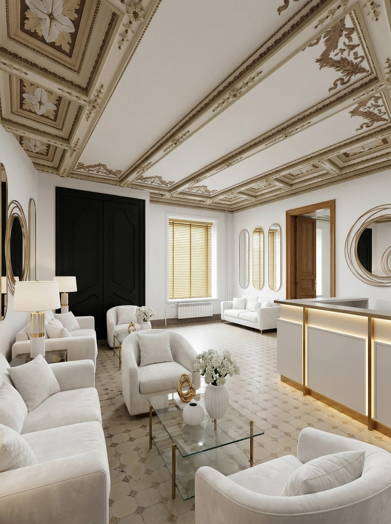 Дизайн гостиной в стиле Блэктэк — фото интерьера от нейросети RoomGPT