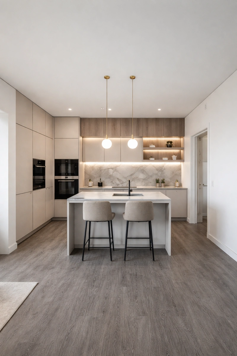 Дизайн кухни в стиле Минимализм — фото интерьера от нейросети RoomGPT