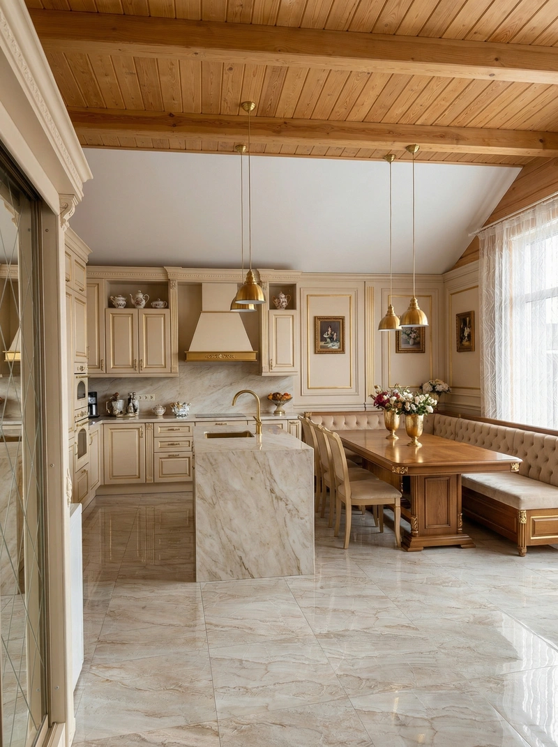 Дизайн интерьера в стиле Классика — Кухня от нейросети RoomGPT