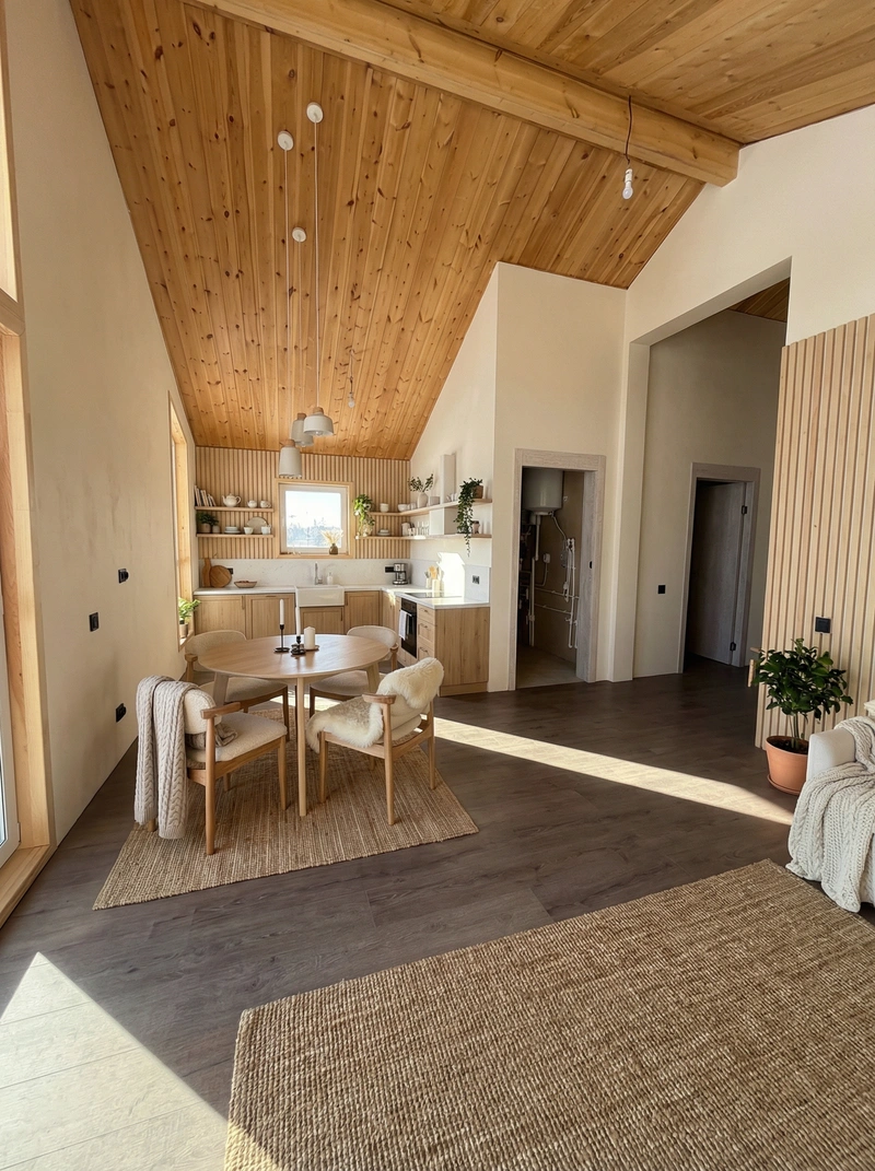 Дизайн интерьера в стиле Хюгге — Кухня от нейросети RoomGPT