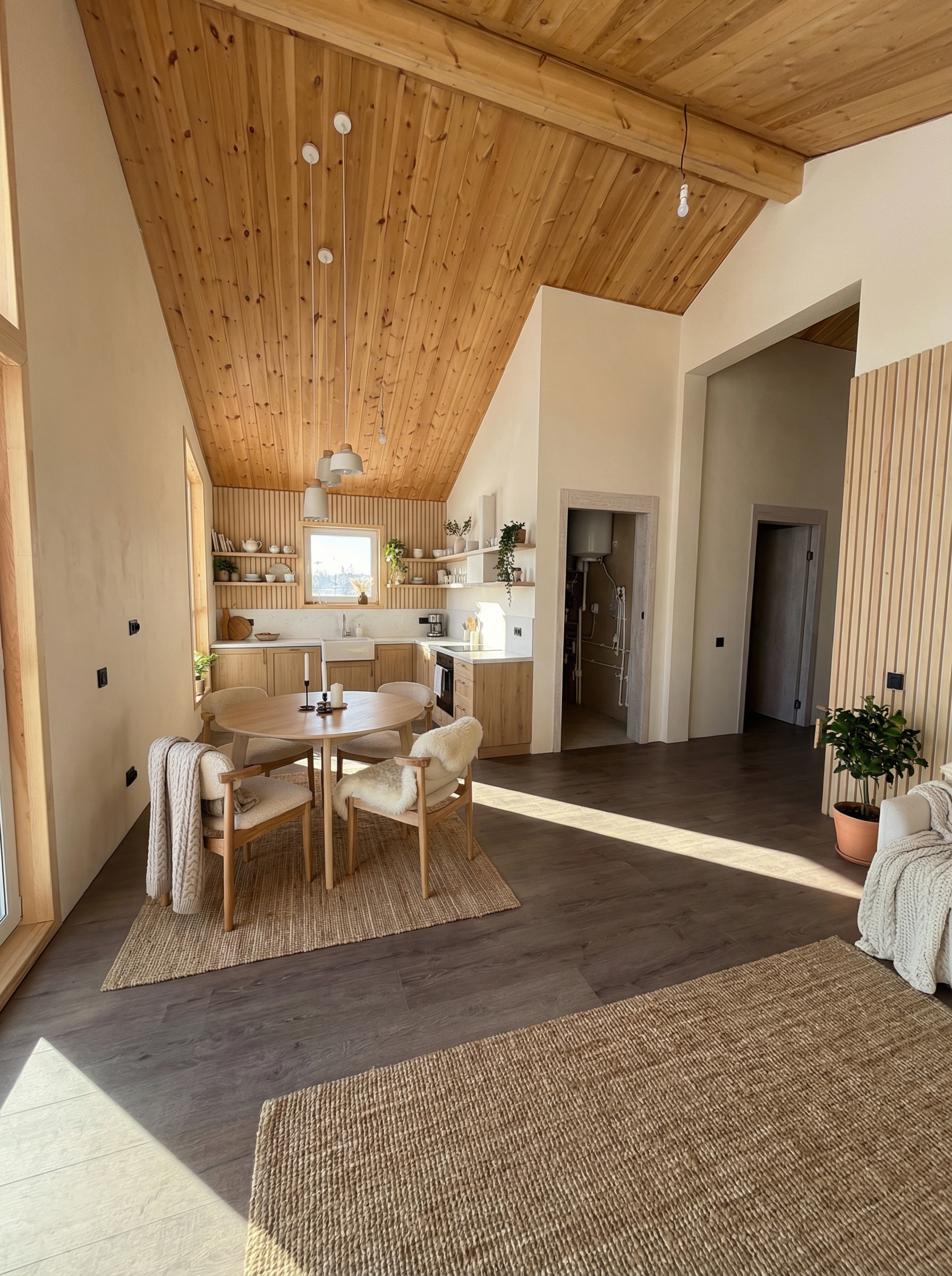 Дизайн кухни в стиле Хюгге — фото интерьера от нейросети RoomGPT